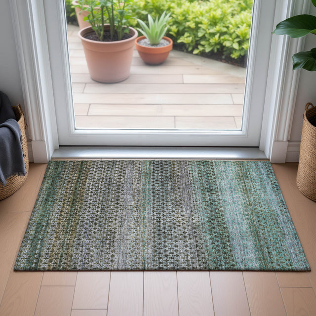 Addison Chantille ACN2158 Abstract Machine Made Transitional Green Rug