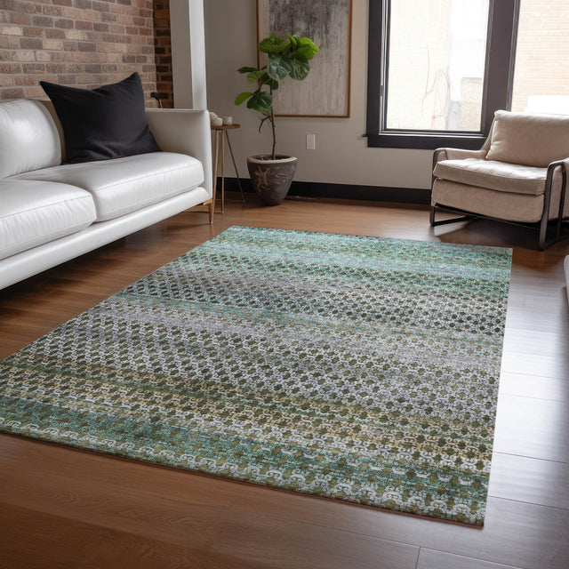 Addison Chantille ACN2158 Abstract Machine Made Transitional Green Rug