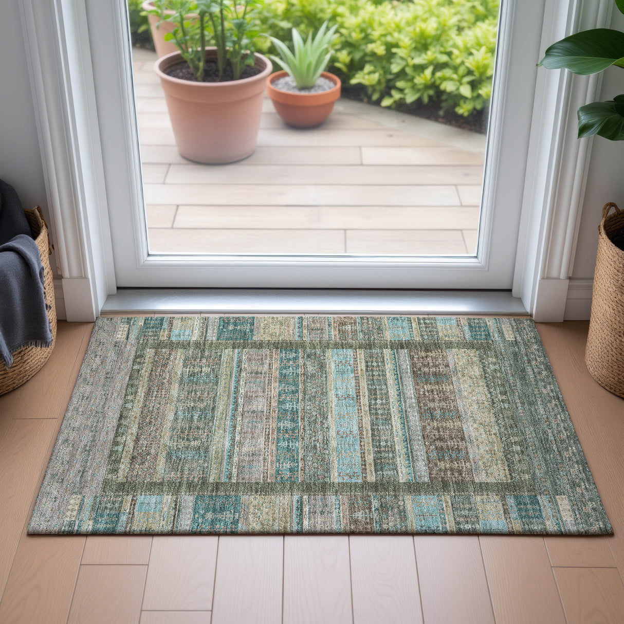 Addison Chantille ACN2160 Stripes Machine Made Transitional Aloe Rug