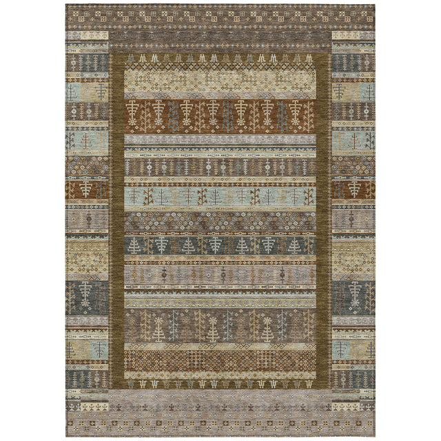Addison Chantille ACN2160 Stripes Machine Made Transitional Brown Rug