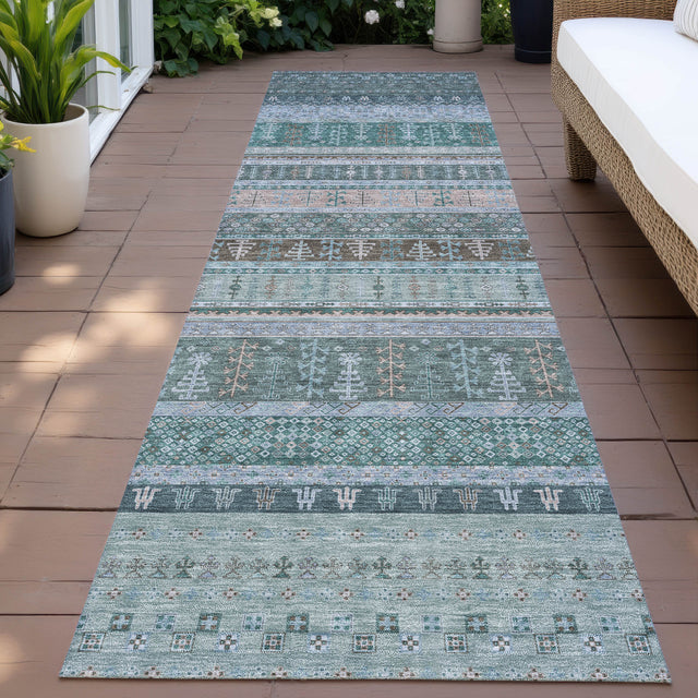 Addison Chantille ACN2160 Stripes Machine Made Transitional Emerald Rug