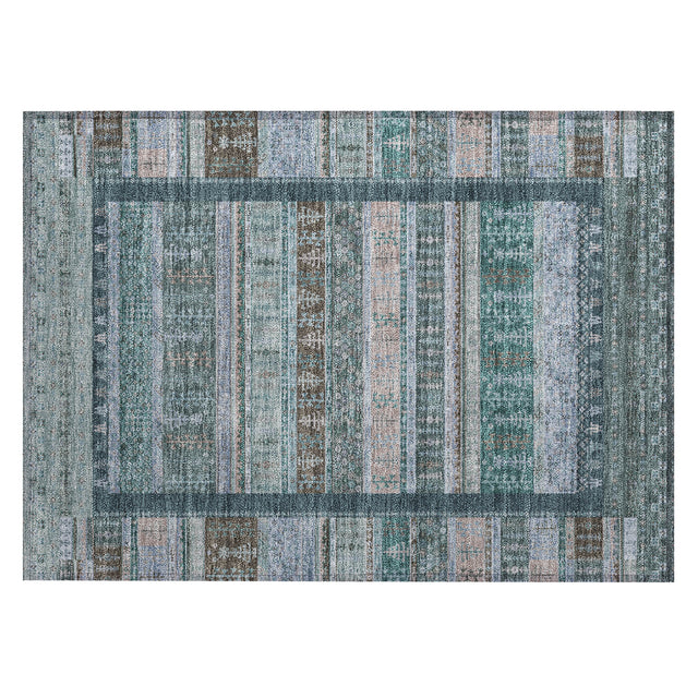 Addison Chantille ACN2160 Stripes Machine Made Transitional Emerald Rug
