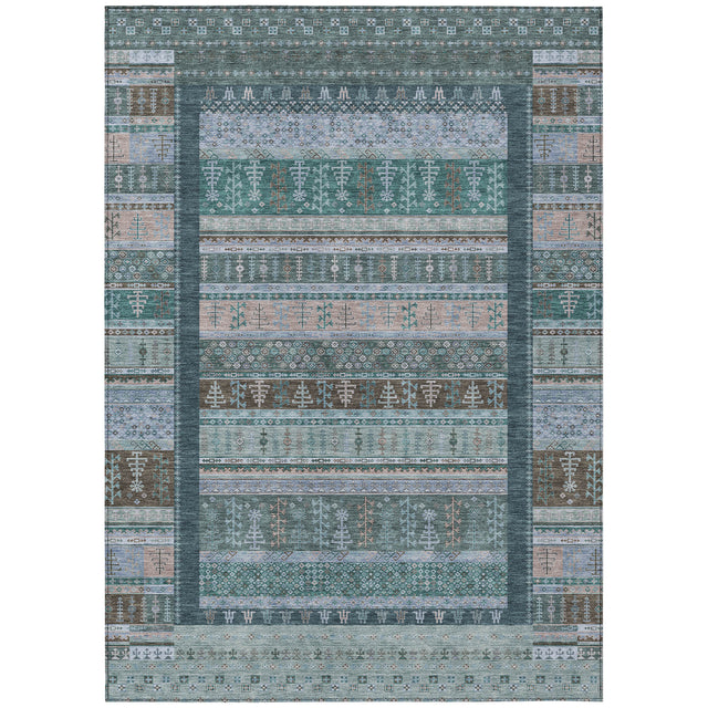 Addison Chantille ACN2160 Stripes Machine Made Transitional Emerald Rug