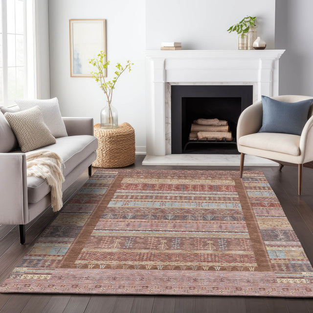 Addison Chantille ACN2160 Stripes Machine Made Transitional Paprika Rug