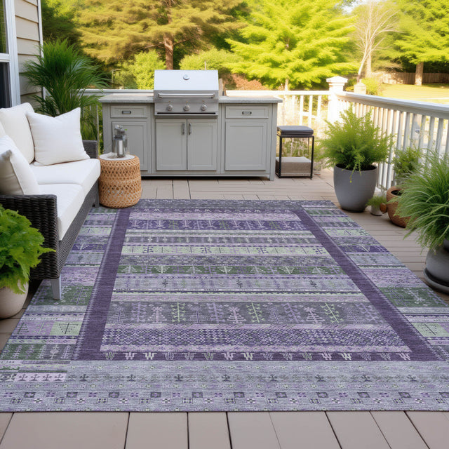 Addison Chantille ACN2160 Stripes Machine Made Transitional Purple Rug