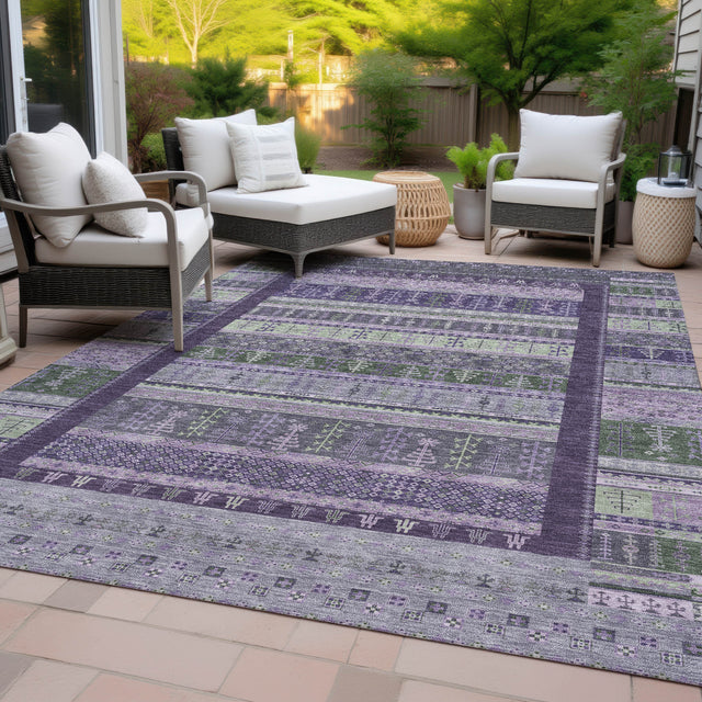 Addison Chantille ACN2160 Stripes Machine Made Transitional Purple Rug