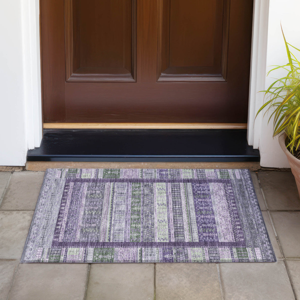 Addison Chantille ACN2160 Stripes Machine Made Transitional Purple Rug
