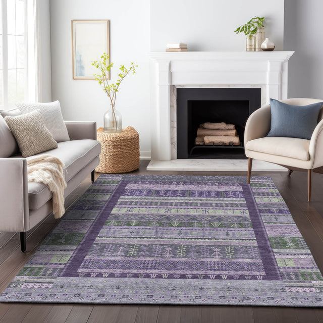 Addison Chantille ACN2160 Stripes Machine Made Transitional Purple Rug