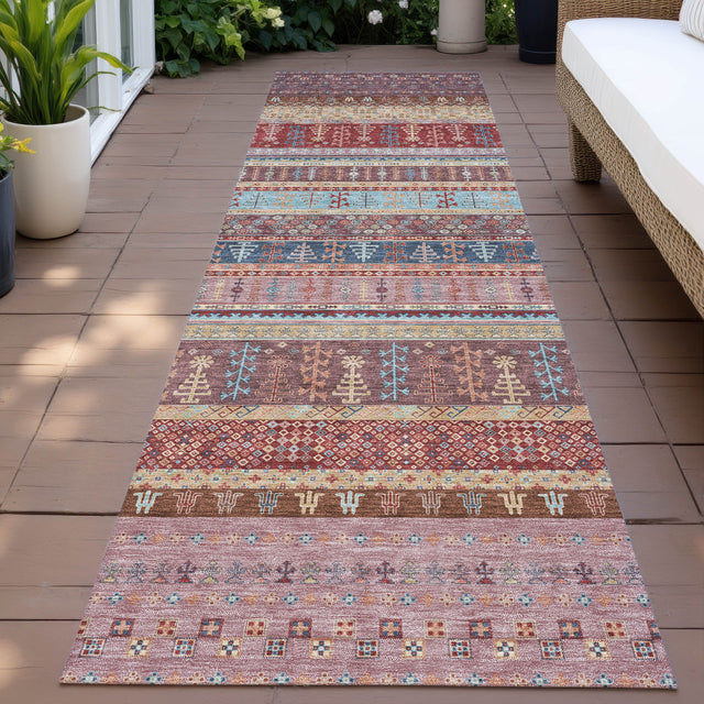 Addison Chantille ACN2160 Stripes Machine Made Transitional Red Rug