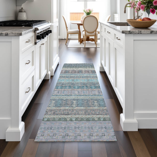 Addison Chantille ACN2160 Stripes Machine Made Transitional Teal Rug