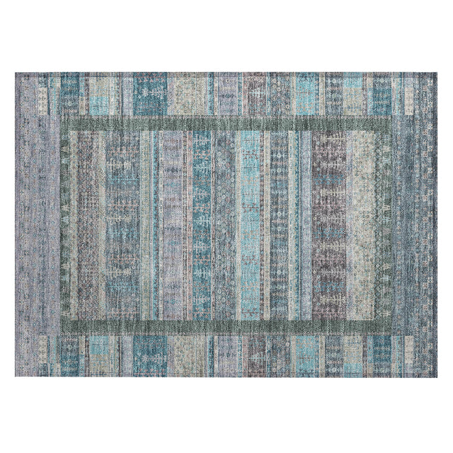 Addison Chantille ACN2160 Stripes Machine Made Transitional Teal Rug