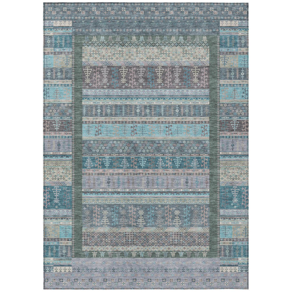 Addison Chantille ACN2160 Stripes Machine Made Transitional Teal Rug