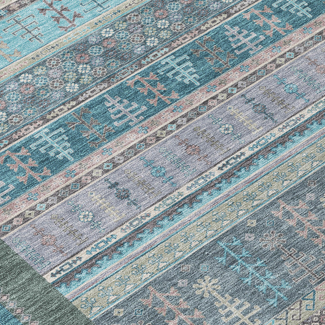 Addison Chantille ACN2160 Stripes Machine Made Transitional Teal Rug