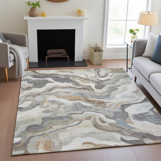 Addison Chantille ACN2162 Modern Machine Made Transitional Khaki Rug