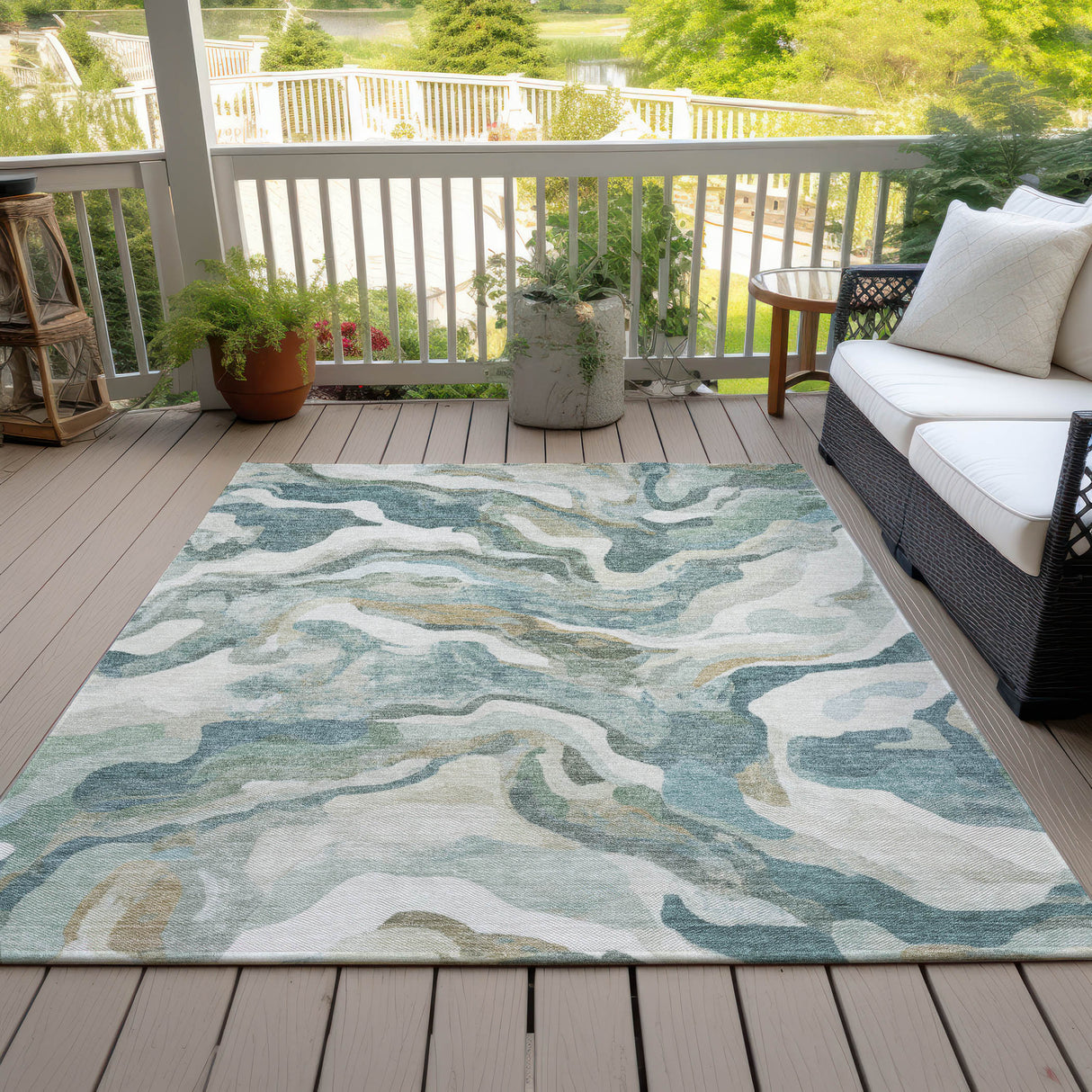 Addison Chantille ACN2162 Modern Machine Made Transitional Teal Rug