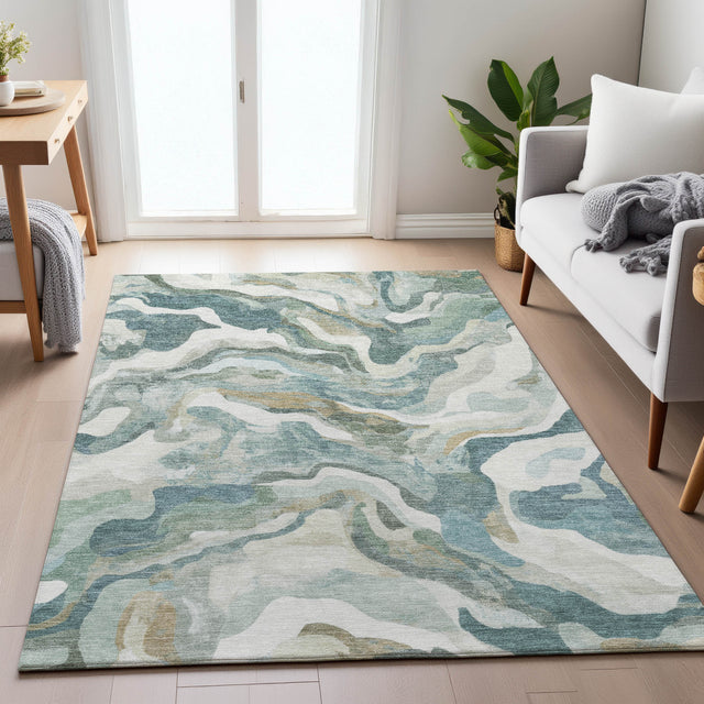 Addison Chantille ACN2162 Modern Machine Made Transitional Teal Rug