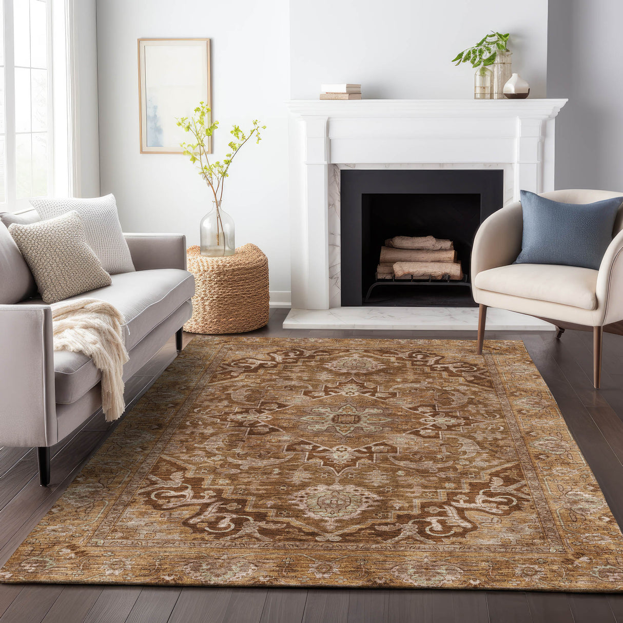 Addison Chantille ACN2165 Global Machine Made Traditional Terracotta Rug