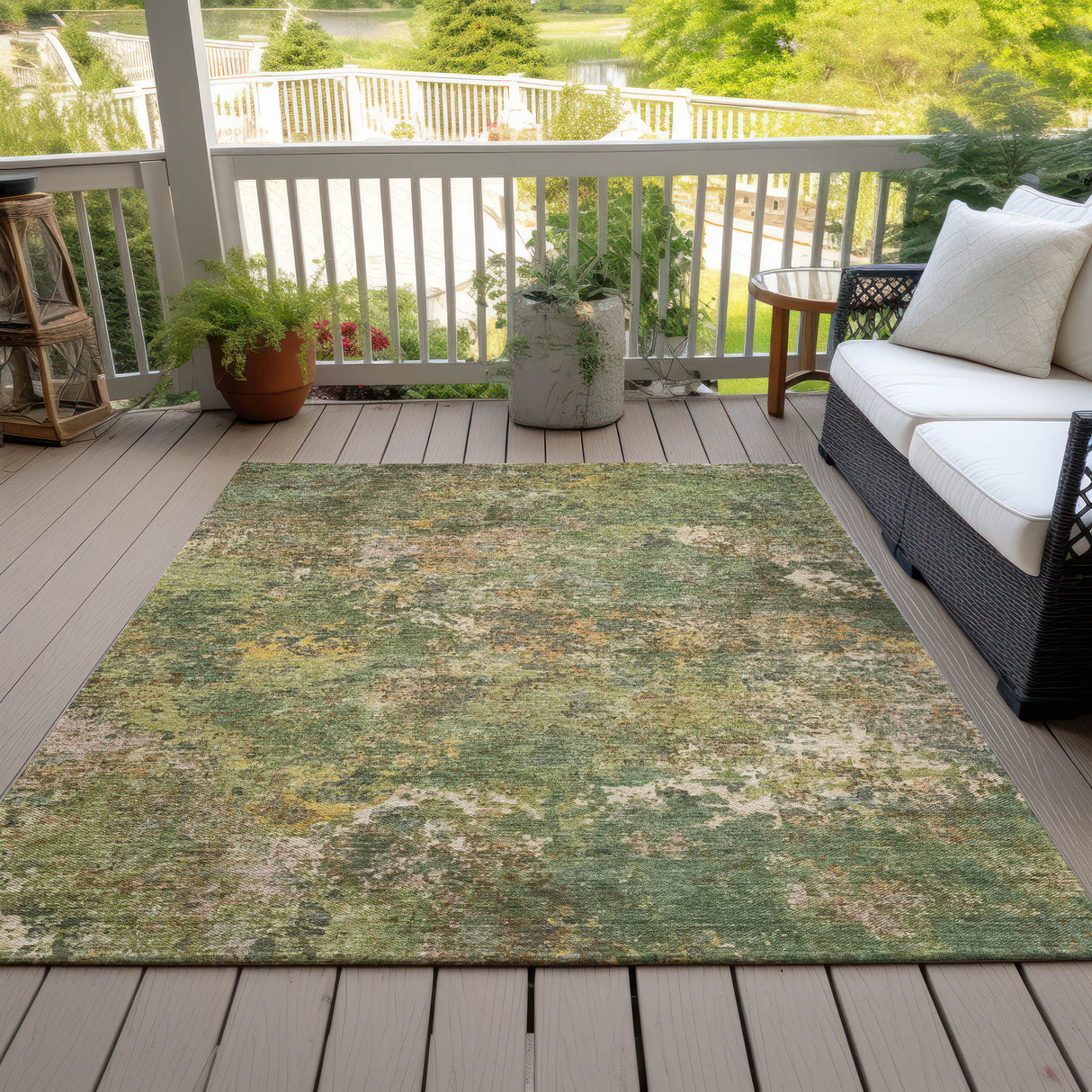 Addison Chantille ACN2166 Abstract Machine Made Transitional Aloe Rug