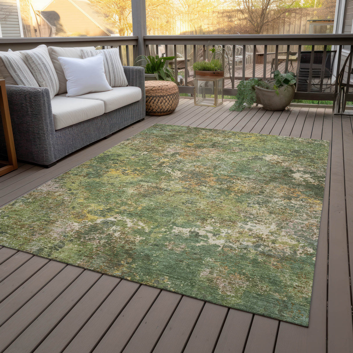 Addison Chantille ACN2166 Abstract Machine Made Transitional Aloe Rug