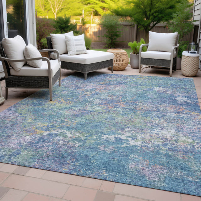Addison Chantille ACN2166 Abstract Machine Made Transitional Aqua Rug
