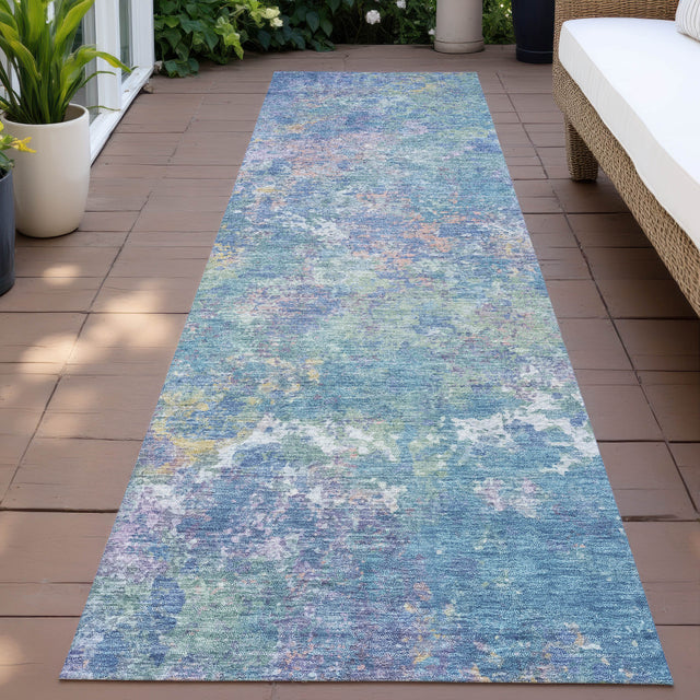 Addison Chantille ACN2166 Abstract Machine Made Transitional Aqua Rug