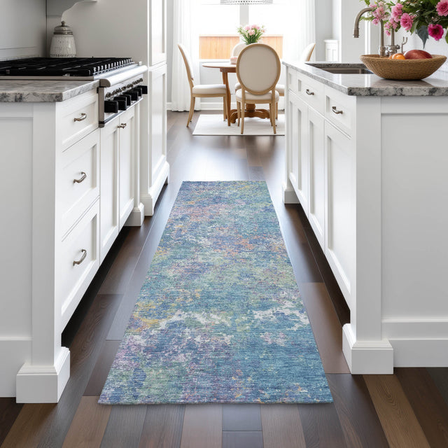 Addison Chantille ACN2166 Abstract Machine Made Transitional Aqua Rug