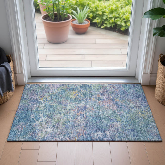 Addison Chantille ACN2166 Abstract Machine Made Transitional Aqua Rug