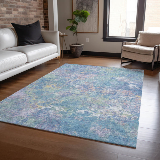 Addison Chantille ACN2166 Abstract Machine Made Transitional Aqua Rug