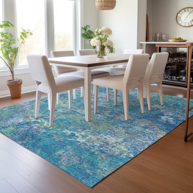 Addison Chantille ACN2166 Abstract Machine Made Transitional Blue Rug