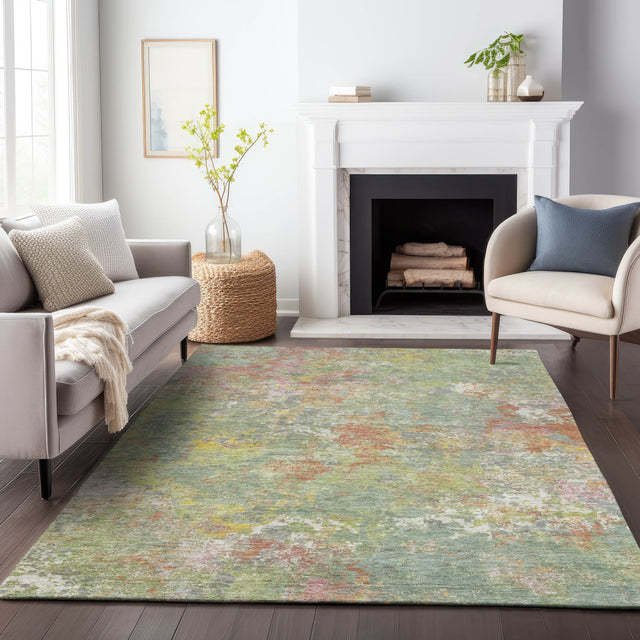 Addison Chantille ACN2166 Abstract Machine Made Transitional Green Rug