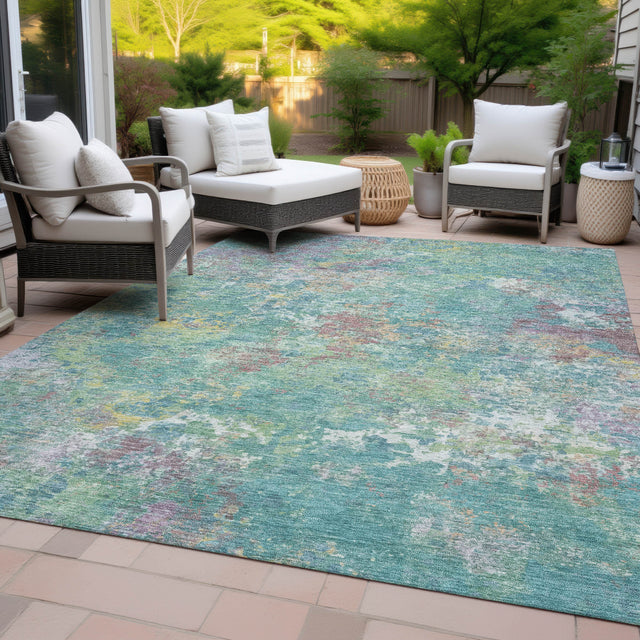 Addison Chantille ACN2166 Abstract Machine Made Transitional Teal Rug