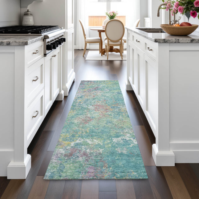 Addison Chantille ACN2166 Abstract Machine Made Transitional Teal Rug