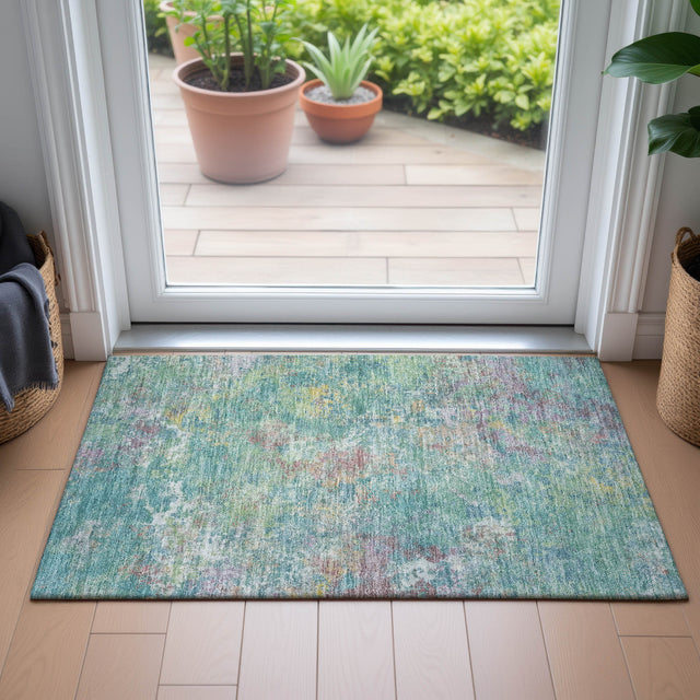 Addison Chantille ACN2166 Abstract Machine Made Transitional Teal Rug