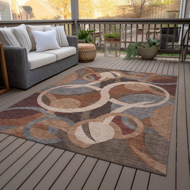 Addison Chantille ACN2167 Geometric Machine Made Transitional Burgundy Rug