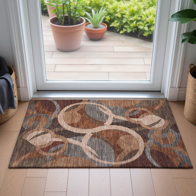 Addison Chantille ACN2167 Geometric Machine Made Transitional Burgundy Rug