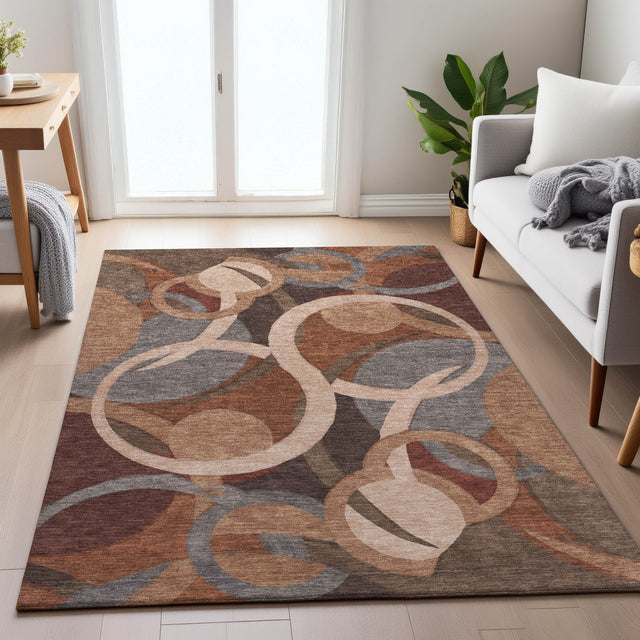 Addison Chantille ACN2167 Geometric Machine Made Transitional Burgundy Rug