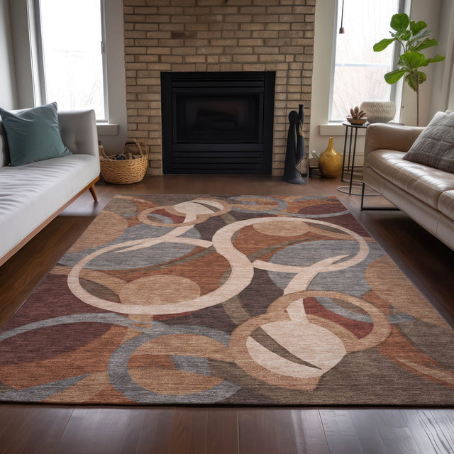 Addison Chantille ACN2167 Geometric Machine Made Transitional Burgundy Rug