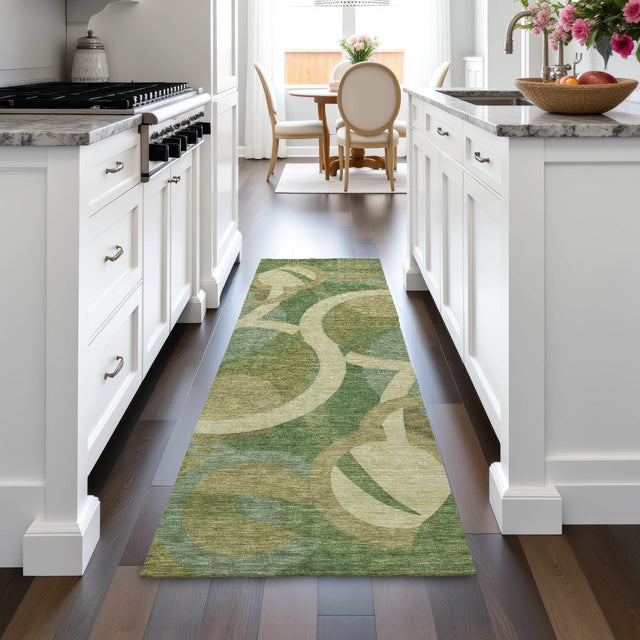 Addison Chantille ACN2167 Geometric Machine Made Transitional Green Rug