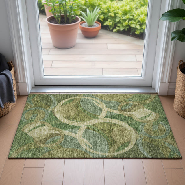 Addison Chantille ACN2167 Geometric Machine Made Transitional Green Rug
