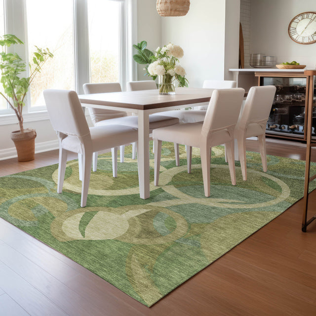Addison Chantille ACN2167 Geometric Machine Made Transitional Green Rug