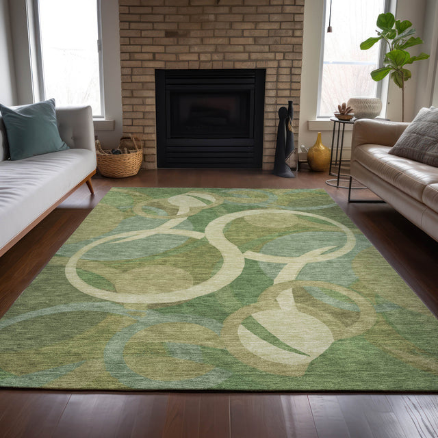 Addison Chantille ACN2167 Geometric Machine Made Transitional Green Rug