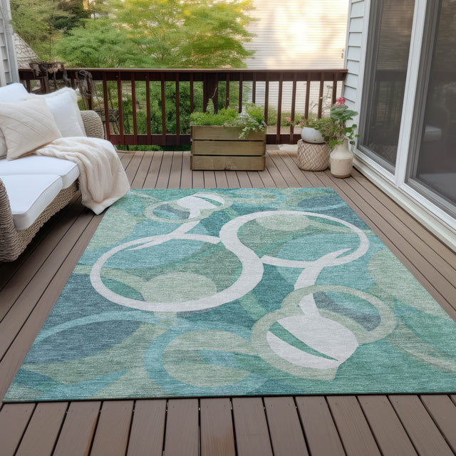 Addison Chantille ACN2167 Geometric Machine Made Transitional Teal Rug