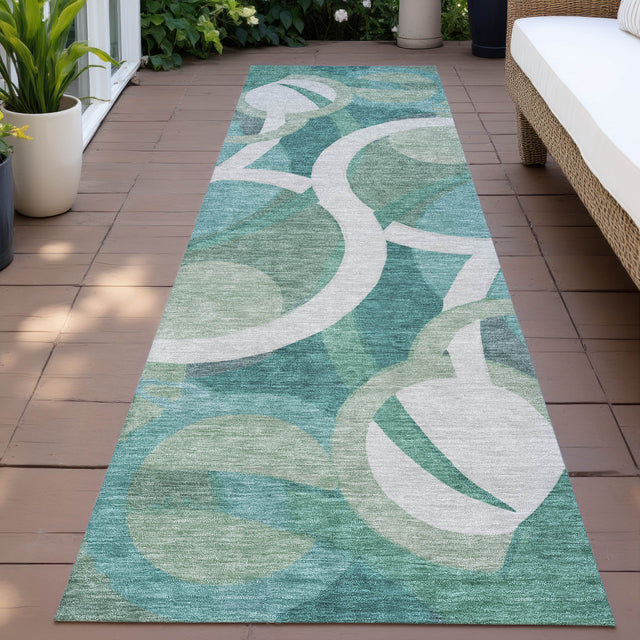 Addison Chantille ACN2167 Geometric Machine Made Transitional Teal Rug