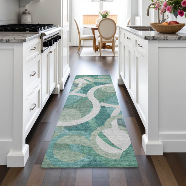 Addison Chantille ACN2167 Geometric Machine Made Transitional Teal Rug