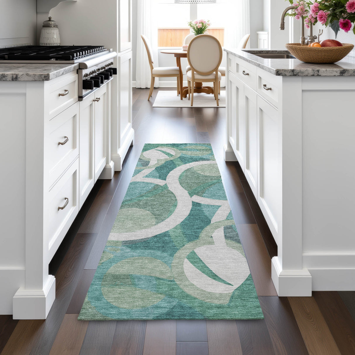 Addison Chantille ACN2167 Geometric Machine Made Transitional Teal Rug