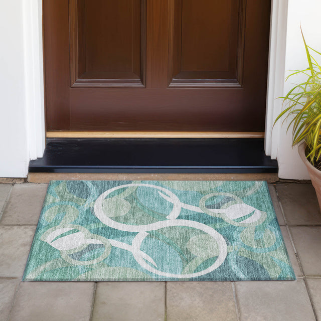 Addison Chantille ACN2167 Geometric Machine Made Transitional Teal Rug