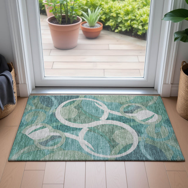 Addison Chantille ACN2167 Geometric Machine Made Transitional Teal Rug