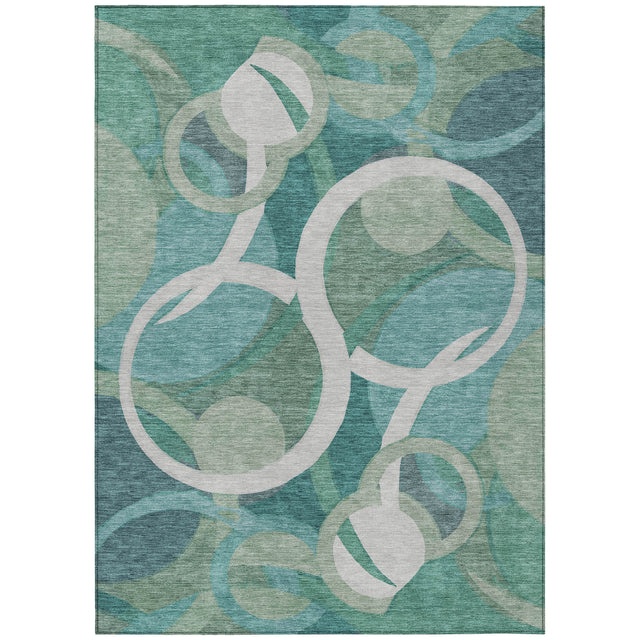 Addison Chantille ACN2167 Geometric Machine Made Transitional Teal Rug