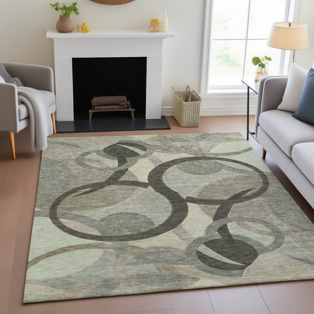Addison Chantille ACN2168 Geometric Machine Made Transitional Brown Rug