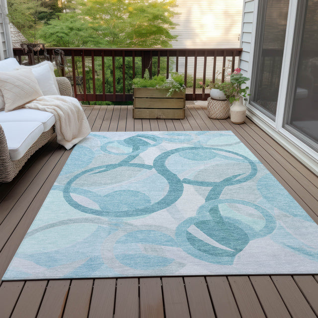 Addison Chantille ACN2168 Geometric Machine Made Transitional Teal Rug